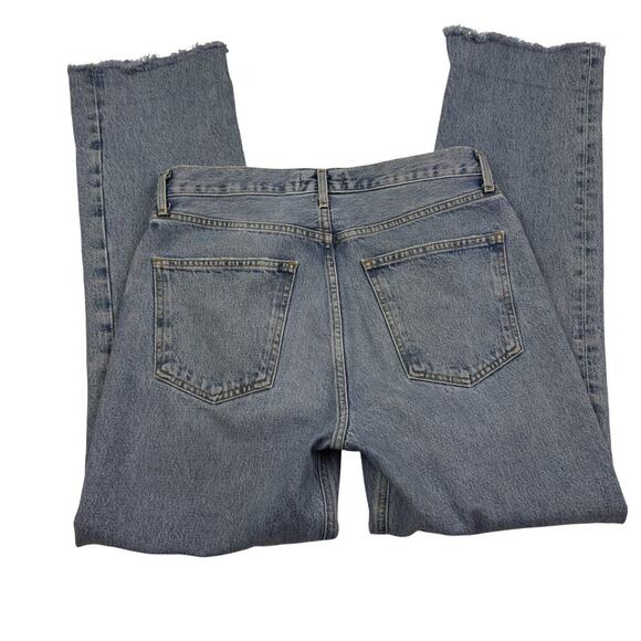 AGOLDE Lana MId-Rise Raw Hem Button-Fly Straight Jeans Women's Size 27 - Picture 4 of 10
